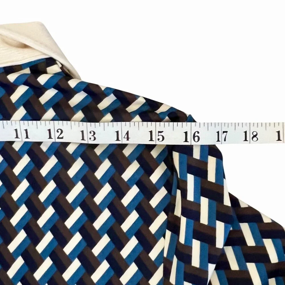 New Melloday Long Sleeve Button-Down Geometric Knit Shirt Dual-Color Collar